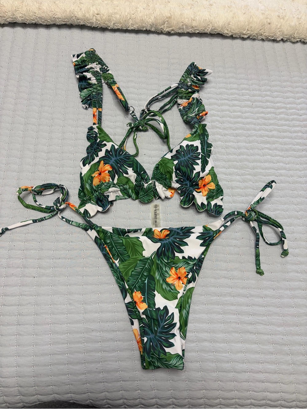 Floral Green Tropical Two-Piece Bathing Suit